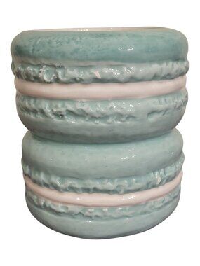Boutique Teal Macaron Ceramic Cookie Jar / Trinket Canister – 4.5"